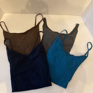 Lot of 4 Tank Tops Mix Brands Colors Pullover Layering Large Y2K Spaghetti Strap